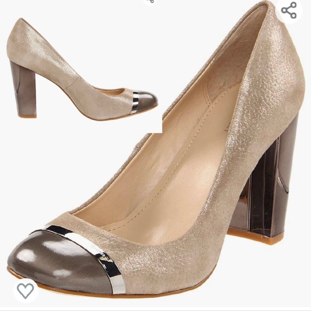 Calvin Klein Blaine metallic block heel pump Size 5.5